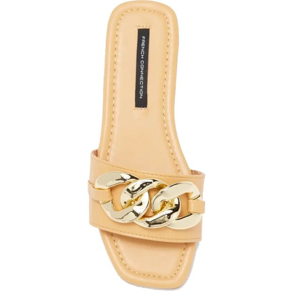 NEW French Connection Size 8.5 Chain Embellished Sandal - Natural - Picture 2 of 5